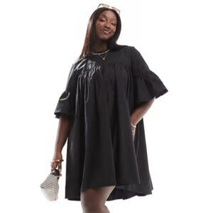 asos Curve Smock Mini Dress with Big Sleeve